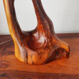 Lampe brutaliste 1950/60 bois d'olivier