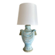 Painted plaster lamp, new 2 M fabric cable, fabric lampshade