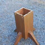 1950s round oak table, 2 heights, central quadripod leg