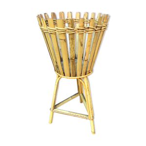 Porte plante en bambou rotin vintage
