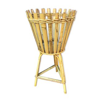 Plant holder vintage bamboo rattan vintage from the 60s