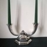 Art Deco silver metal candle holder - candlestick