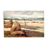 Haystack painting rustic scene by Julien Gerardot Oil on canvas