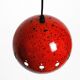 Mid Century red and black small enameled pendant lamp with original canopy