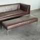 Leather sofa by B&B Italia and bench set — genuine Italian design, excellent condition.