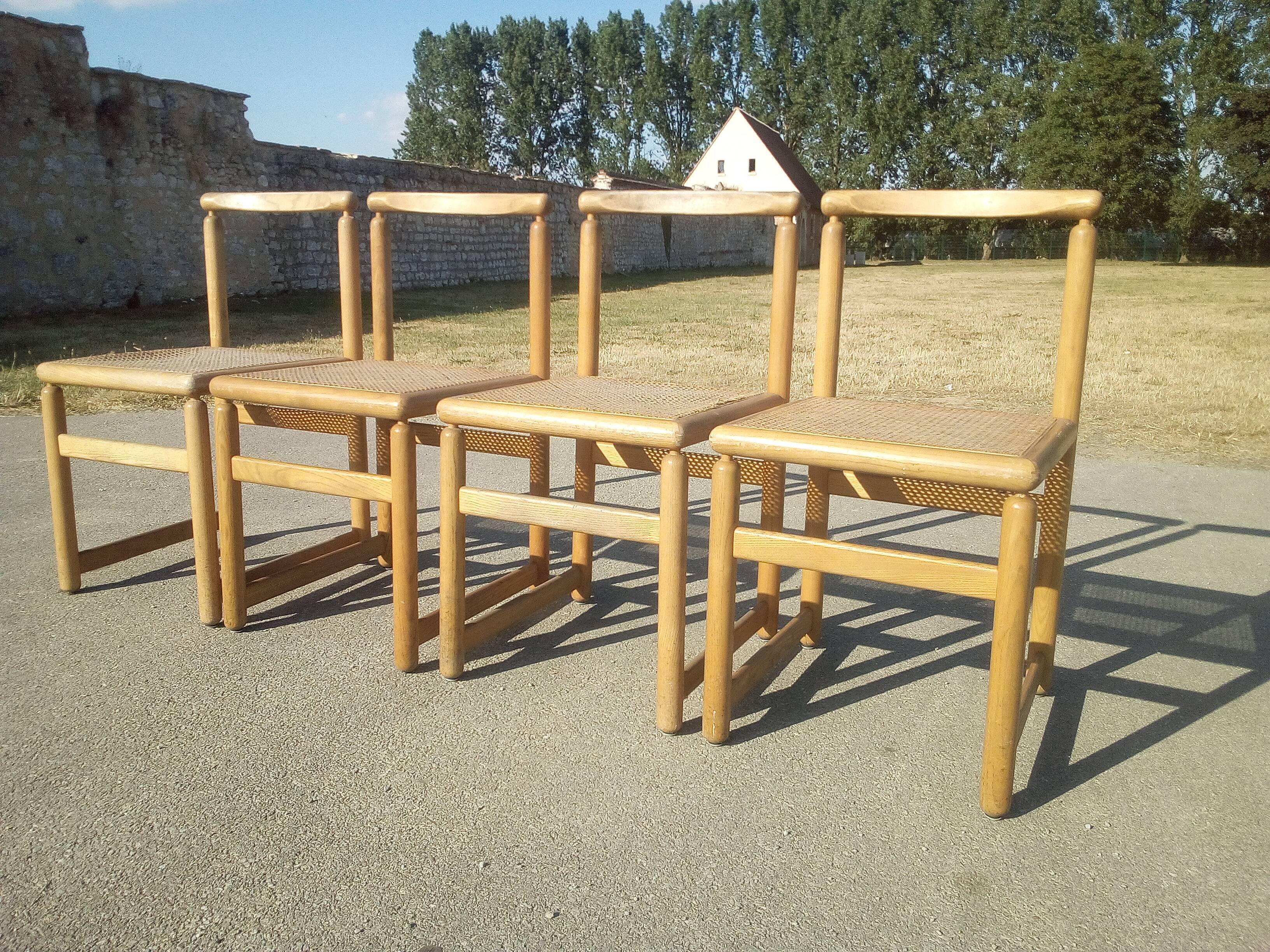 Series of 4 chairs with new canning