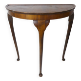 Table d'appoint ancienne console demi lune en bois tripode