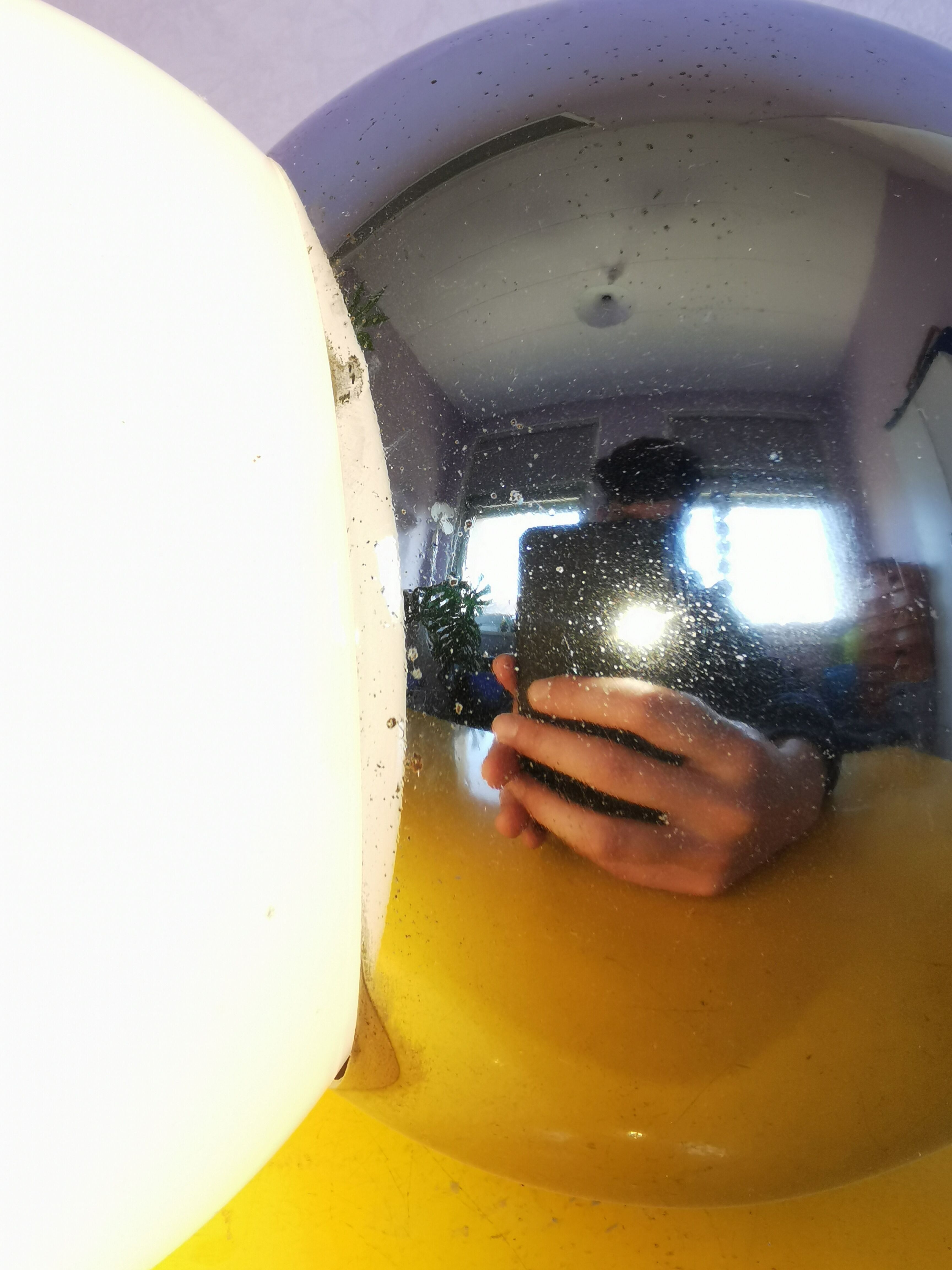 Lamp molecule, two balls, globe in opaline and stainless steel, 1970