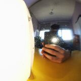 Lamp molecule, two balls, globe in opaline and stainless steel, 1970