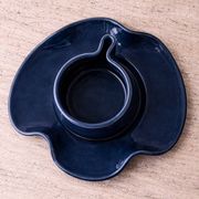 Set tasse & soucoupe ondulée céramique - bleu pétrole