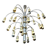 Vintage chrome and gold metal chandelier with 24 lights, Germany 1970s