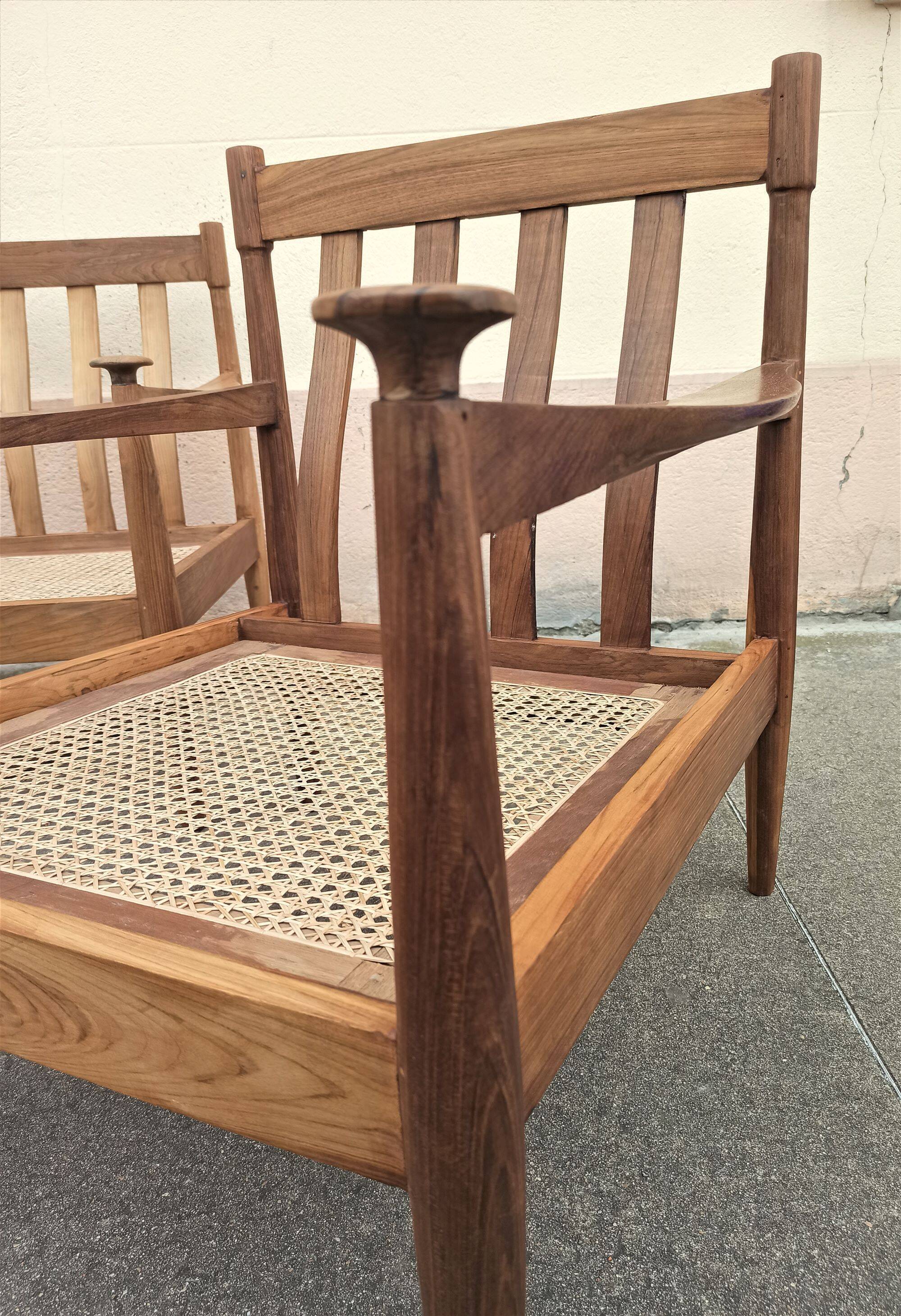 Pair of scandinavian armchairs 50s solid teak