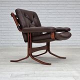 1970s, Norwegian armchair by Jon Hjortdal, furniture leather, bent wood.