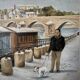 Oil on canvas by Lucien Cormier The Washhouse Boats Nantes 2009