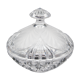 Polished striated crystal sugar bowl vintage leaves