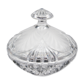 Polished striated crystal sugar bowl vintage leaves