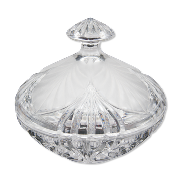 Polished striated crystal sugar bowl vintage leaves