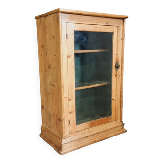 Vitrine de ferme ancienne en bois de pin