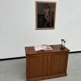 Two-sided paneled counter, bottle storage