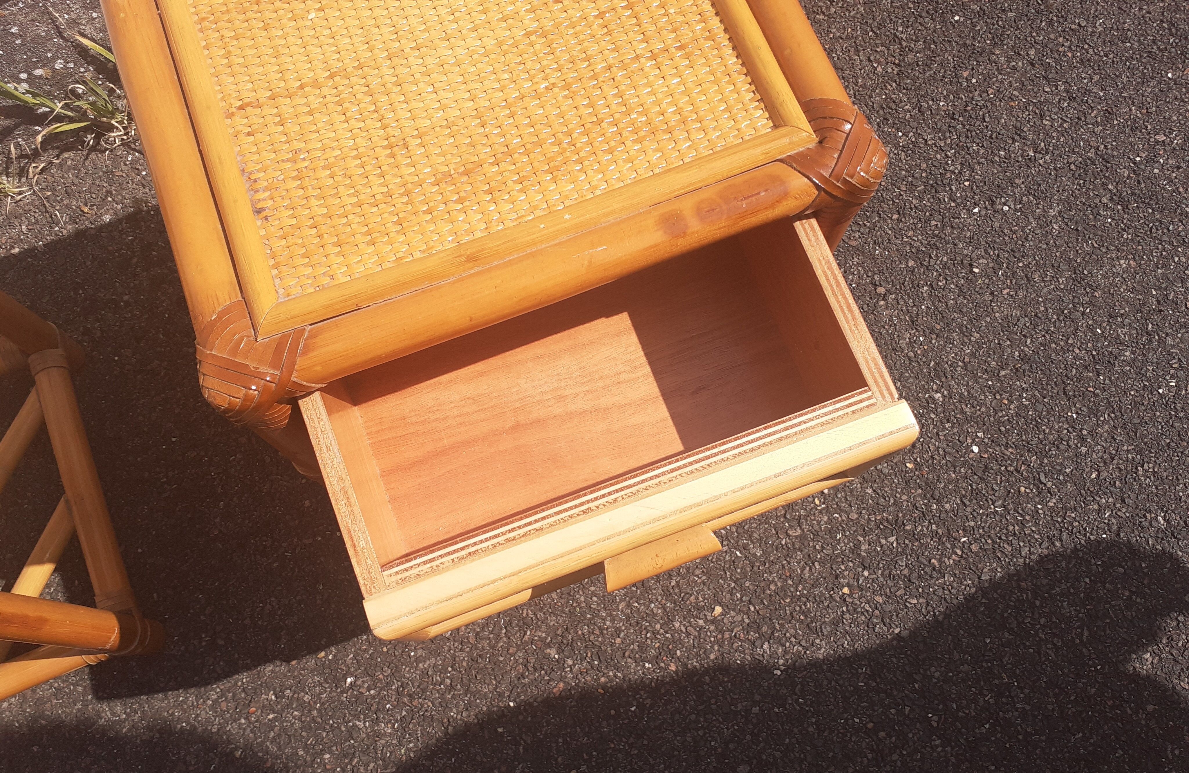 Pair of rattan bedside table