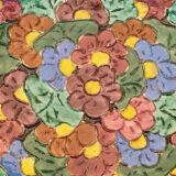 Vallauris flat Stamped numbered enamelled ?decoration of flowers