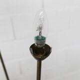 Lampadaire à 3 branches de 1960 laiton doré, fonte et opalines