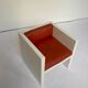 Tan Leather Cube Chair inspired by Lella & Massimo Vignelli