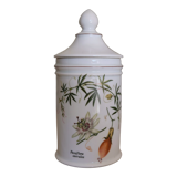 Pharmacy jar "Passiflora" porcelain Lourioux, creations Ph. Dehoulières France