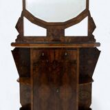 Buffet Art déco italien en noyer et bruyère avec miroir, début du XXe siècle