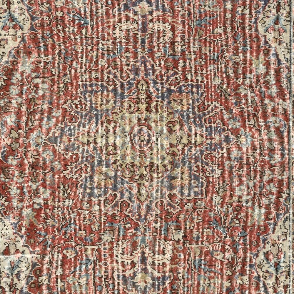 Handmade Turkish Vintage Rug. Traditional Wool Area Carpet for Living Room or Bedroom