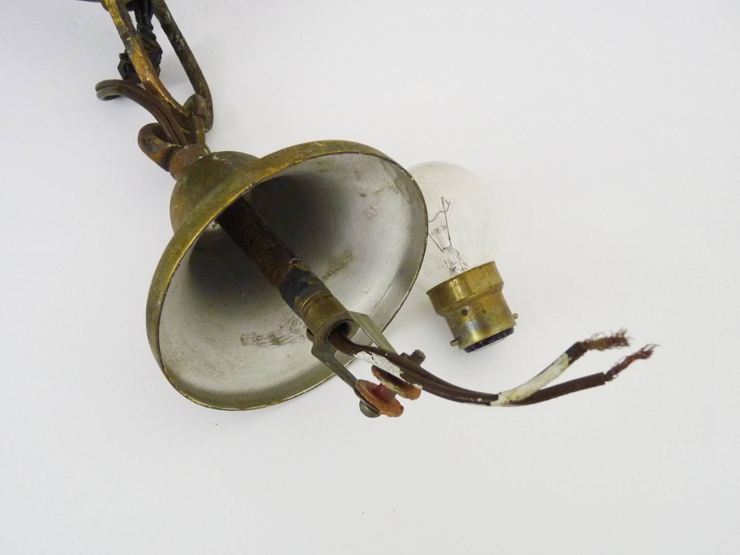 4-light ball-shaped chandelier with foliage. Italy. The 50's