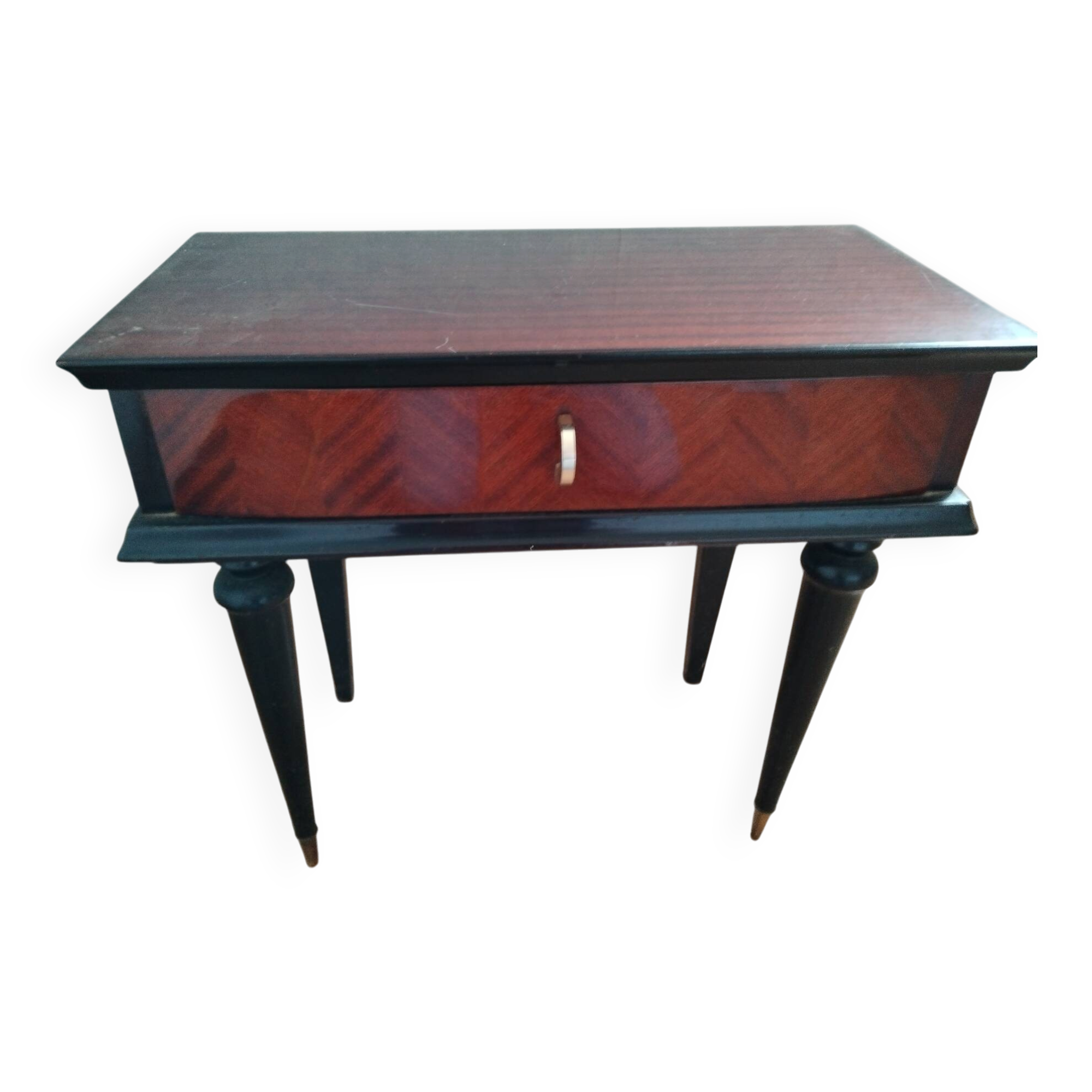 Mid-century bedside table with compass legs – Reconstruction style