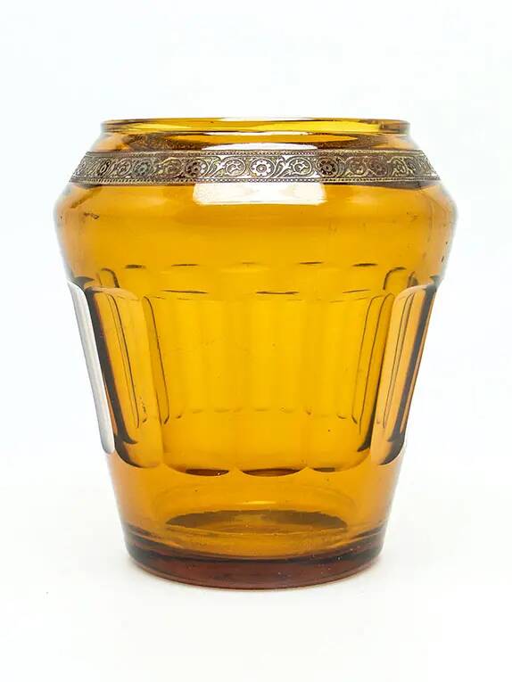 Art Deco vase, honey glass, Bohemia, Czechoslovakia, 1930s