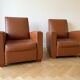 Pair of vintage brown leather club chairs