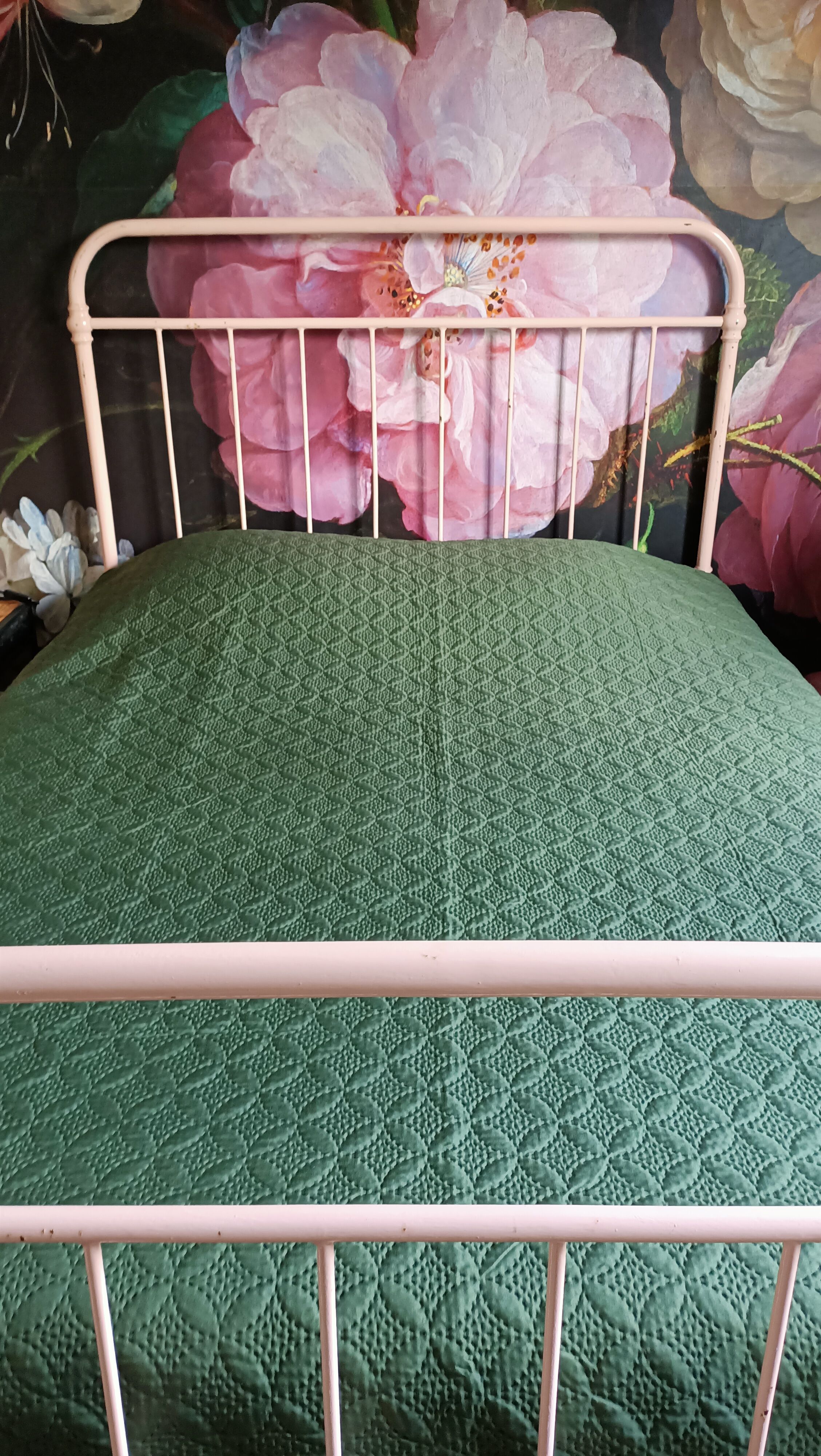 Old double iron bed