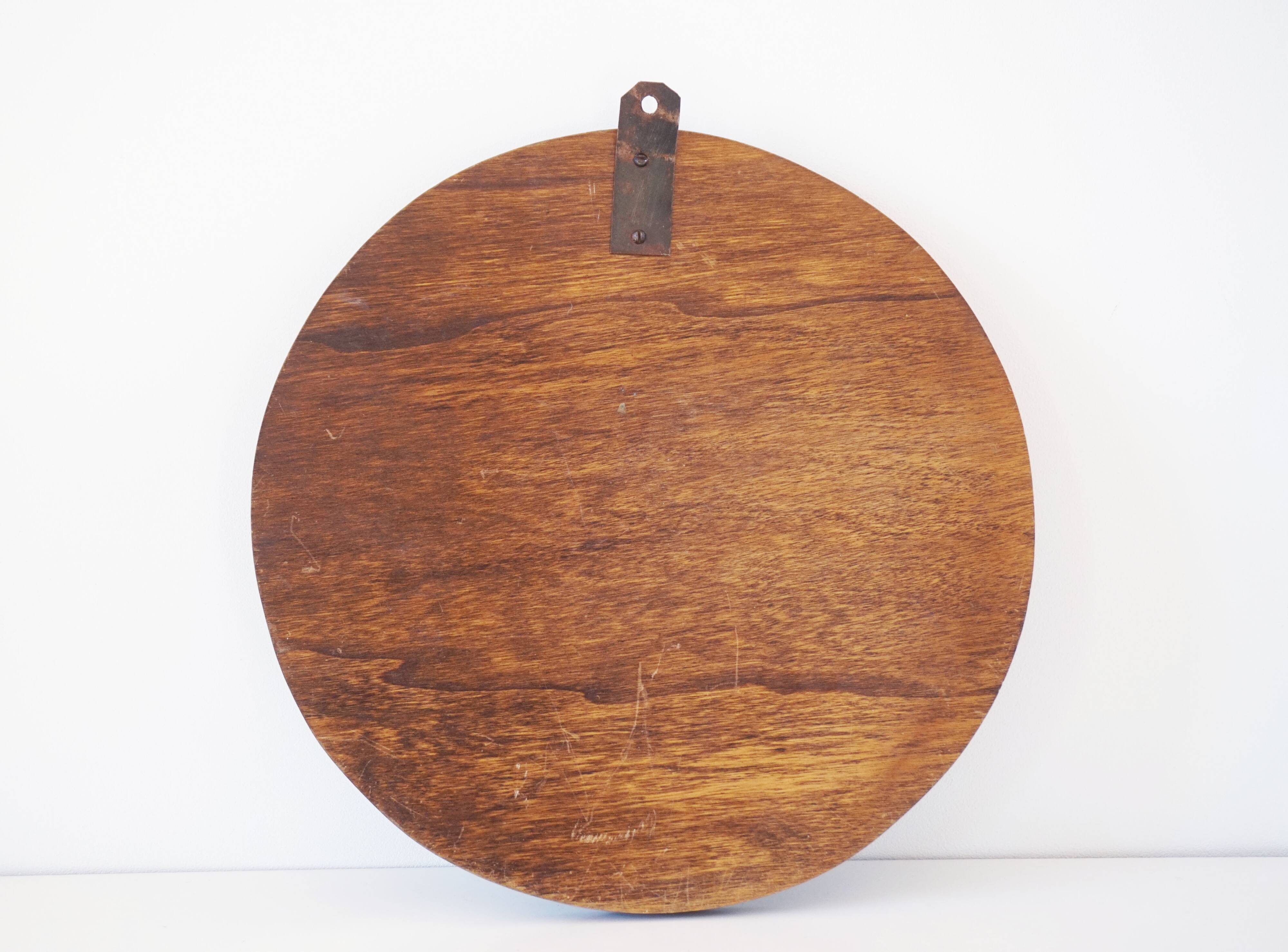 Decorative mirror in wood and gold metal