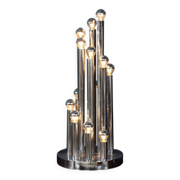 Vintage 20thc italian chrome multi-light table lamp by reggiani c.1970