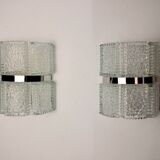 Pair of wall lamps by Kaiser Leuchten, frosted glass, Germany, 1960