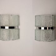Pair of wall lamps by Kaiser Leuchten, frosted glass, Germany, 1960