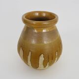 Vintage Provence glazed terracotta Biot jar with glazed neck. 20th century
