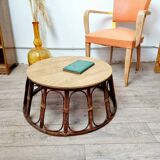 Table basse rotin et chêne