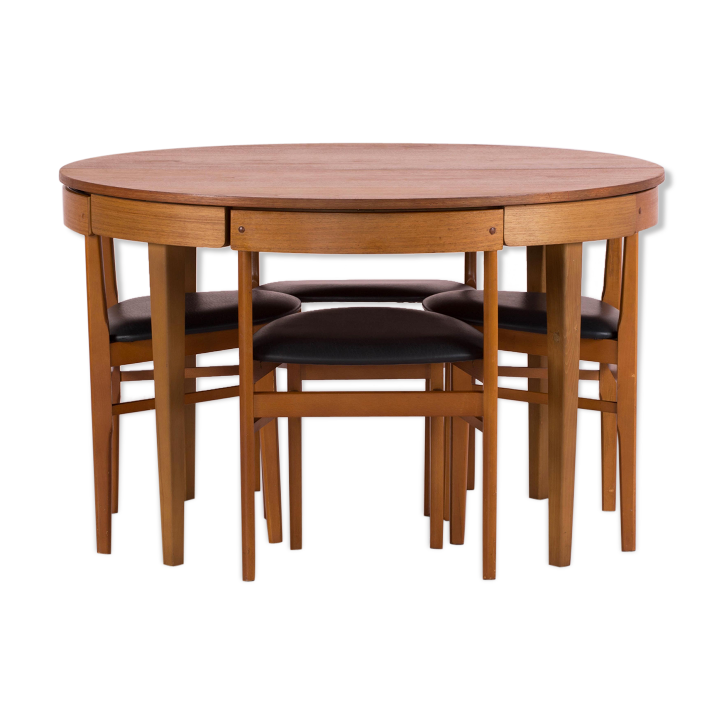 Table and 4 scandinavian encastrable chairs