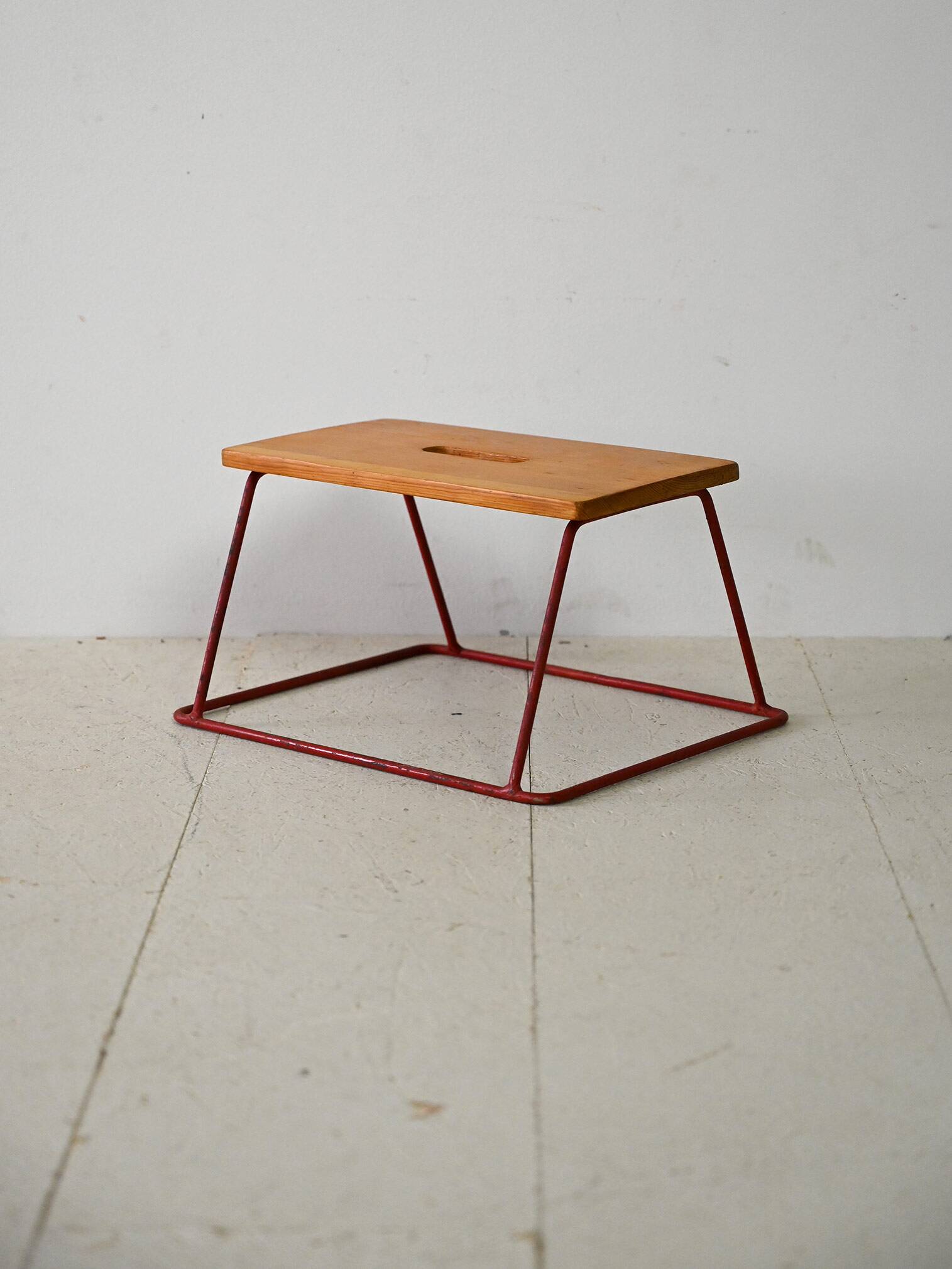 Small vintage wood and metal stool