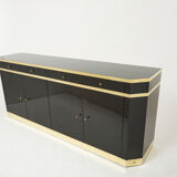 Enfilade laquée noire et laiton signée J.C. Mahey années 70