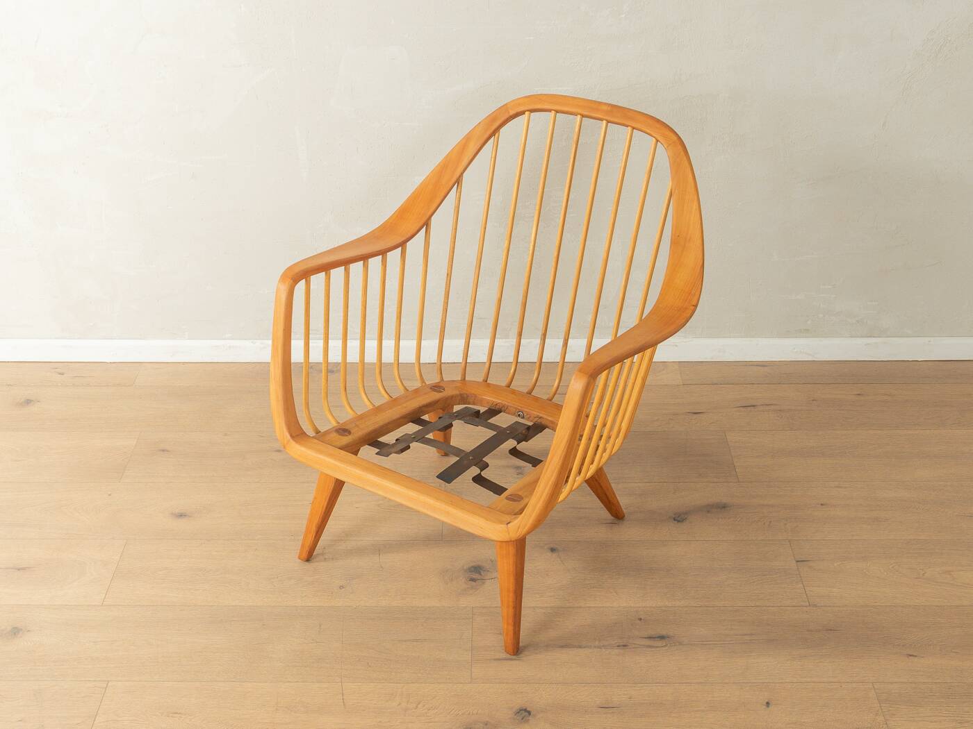 1950s armchair by Wilhelm Knoll, cherry wood, beige upholstery