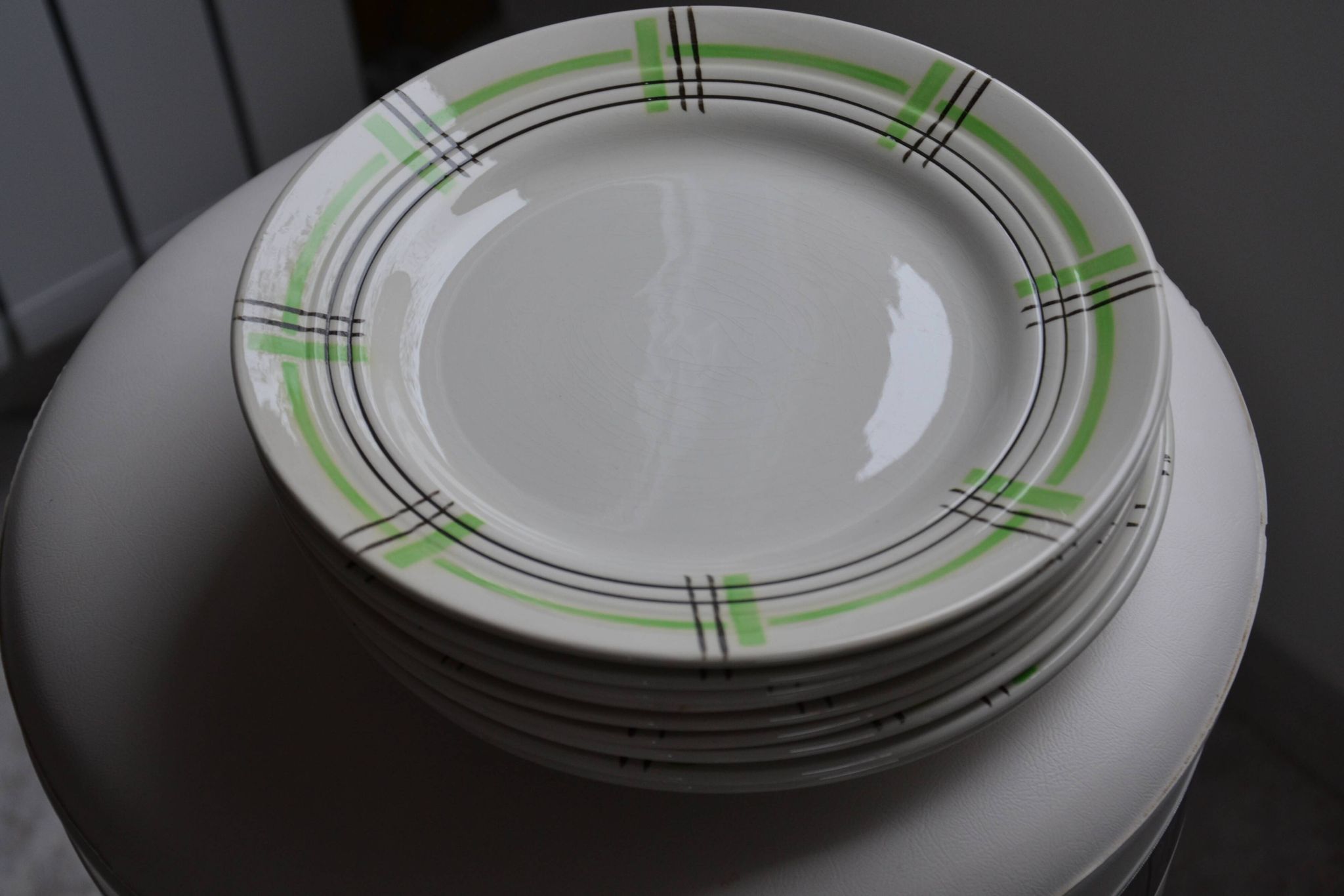 6 assiettes creuses Ceranord St Amand à carreaux