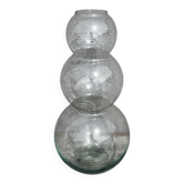 Vase 70´s- 3 boules superposées verre transparent H 50 cm