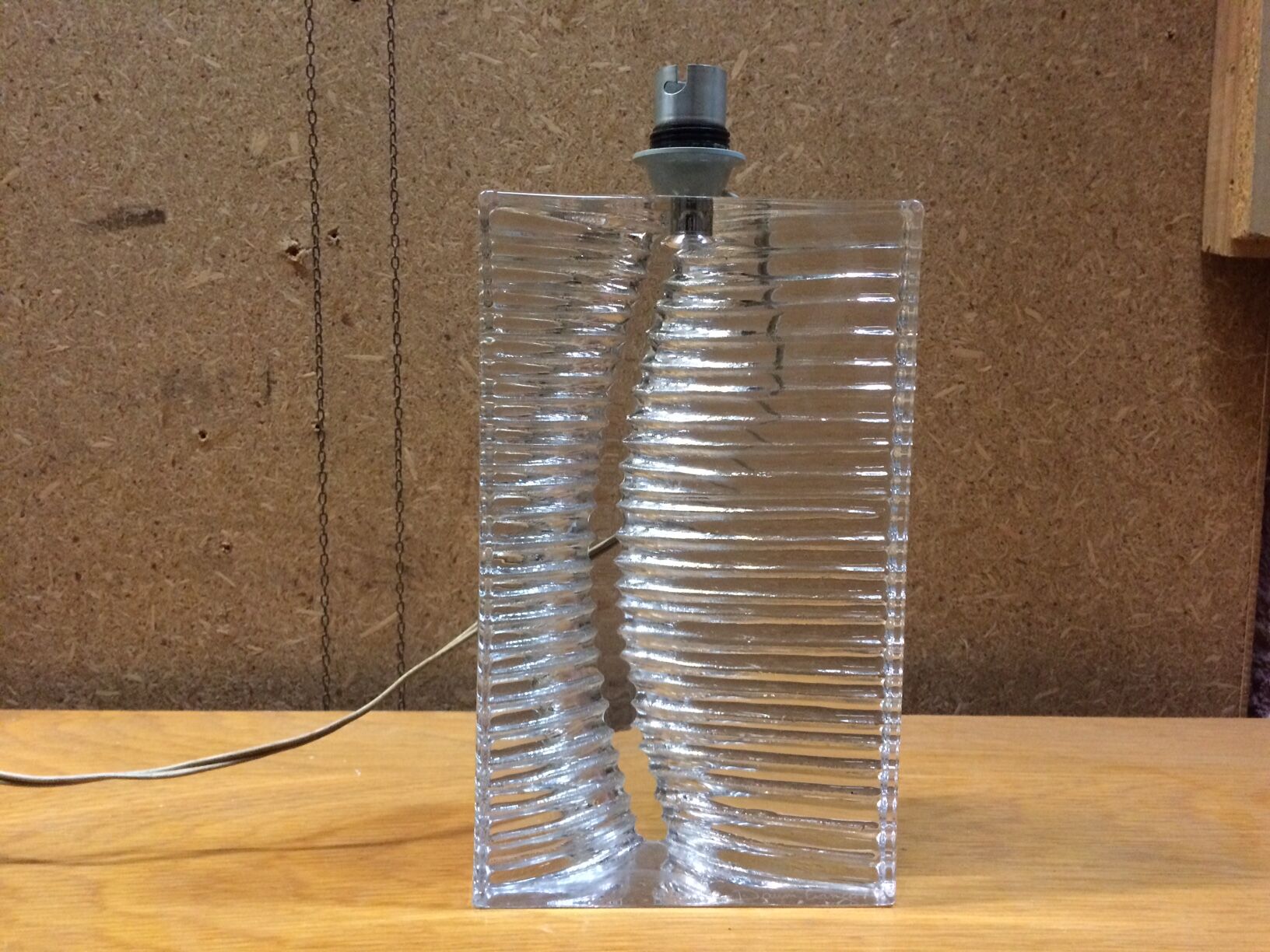 Vintage crystal lamp foot signed daum france - 70s