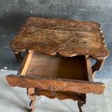 Table d’appoint ancienne bois gravé