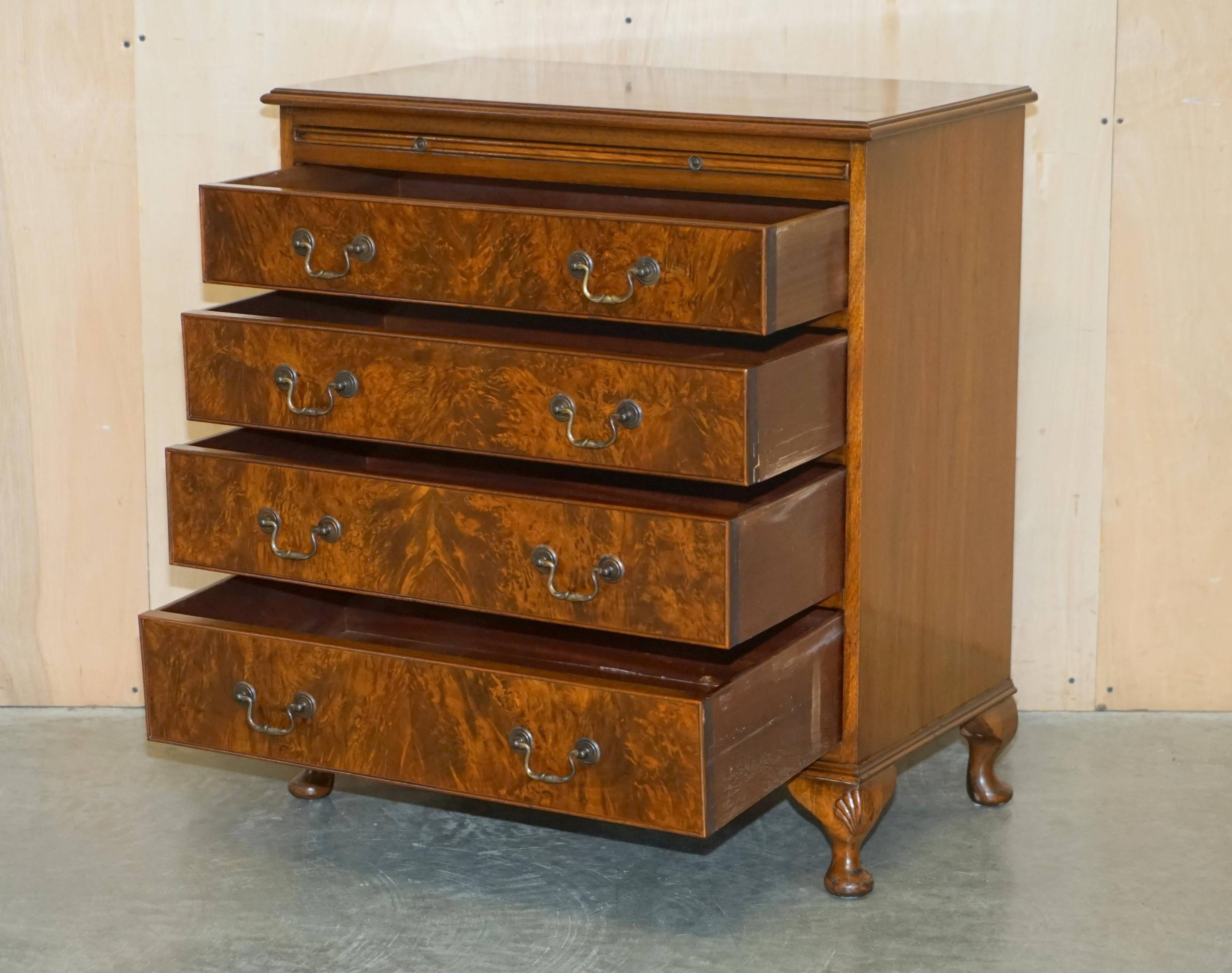 1940s vintage walnut commode with butler's serving tray.